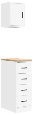 Image de vidaXL Armoires de garage 2 pcs. Blanc Bois composite