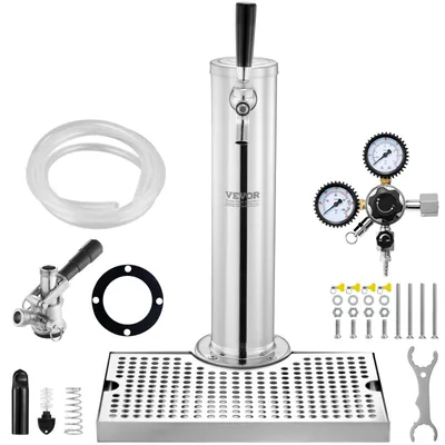 Image de Tour de robinets de bière - Refroidisseur de bière - Robinet de bière - Installation de robinets - Kegerator - Acier inoxydable 304 - Manomètre double W21.8