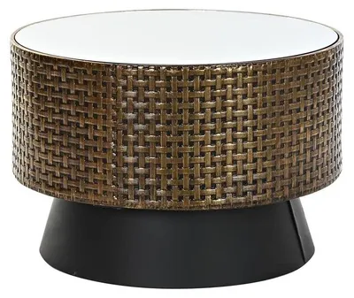 Beistelltisch quadratisch schwarz-gold Metall Spiegel 61x61x41 cm