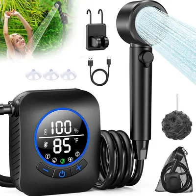 Produktbild von Campingdusche, Wiederaufladbare tragbare Dusche, 3 Modi, Hochleistungs-Wasserpumpe, Type-C, Gartenduschen