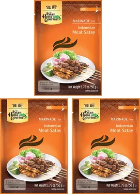 Produktbild von 3er Pack ASIAN HOME GOURMET Marinade Sauce für Saté Spieße indonesischer Art (3x 50g) | Mild