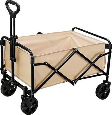Obrázok produktu pre Záhradný vozík, vysoká nosnosť, skladacia konštrukcia, 5-palcové kolesá v khaki farbe