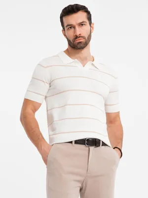 Obrázek produktu pro Ombre Clothing Pánské tričko s límečkem Ulima bílo-béžová XL