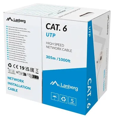 Produktbild von Lanberg LCU6L-11CU-0305-S, 305 m, Cat6, U/UTP (UTP), Grau