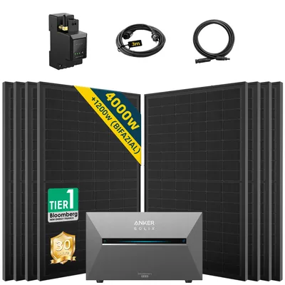 Produktbild von ALLDREI  Balkonkraftwerke  mit Speicher Anker Solix Solarbank 3 E2700 Pro ,Komplettset mit 8x500W Bifazialer Solarpanel & Smarten Zähler