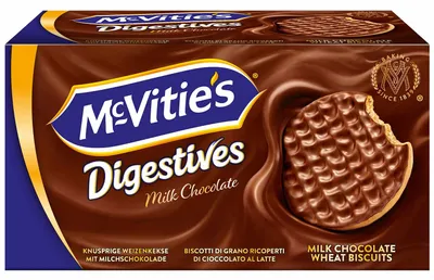 Produktbild von McVitie's Digestives Milk Chocolate, Plätzchen, Milchschokolade, 496 kcal, 2078 kJ, 6,7 g, 62,5 g