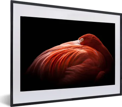 Produktbild von MuchoWow® MuchoWow® Gerahmtes Poster Flamingo - Federn - Rosa 60x40 cm - Poster mit zchwarzem Bilderrahmen - Schlafzimmer - Plakat in Rahmen - Drucken