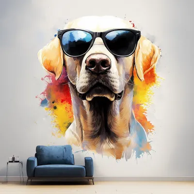 fotorealistischer Labrador mit Sonnenbrille – Decords Wandtattoo, Produktansicht 1