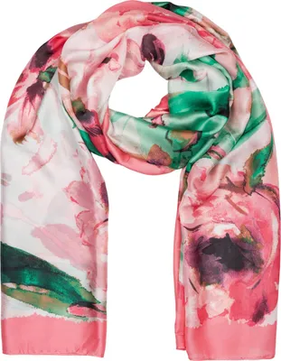 Produktbild von styleBREAKER Damen Schal mit buntem Blumen Muster im Aquarell Stil, Seidig leichtes Tuch 01016238