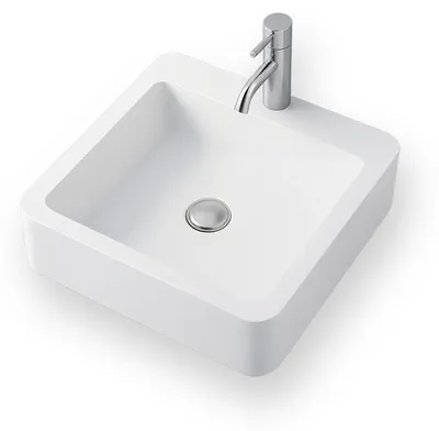 Image de Vasque à poser carrée TANAE 40 cm en Solid Surface Blanc - Lavabo salle de bain