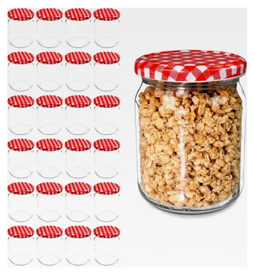 Produktbild von 24 Stück Einmachgläser mit Schraubdeckel, kleine Sturzgläser 540ml, Marmeladengläser, Twist-Off Glas