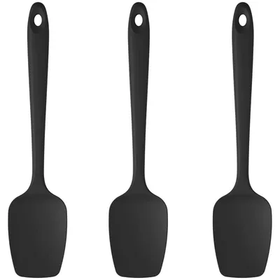 Produktbild von Set aus 3 hitzebeständigen Silikon-Kochlöffeln, schwarz, bis 315°C
