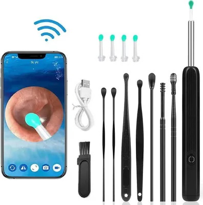 Produktbild von Ohrenreiniger Otoskop mit Kamera, 1296P FHD, 6 LED, Ø3.0mm Endoskop, IP67 wasserdicht, für Babys & Erwachsene