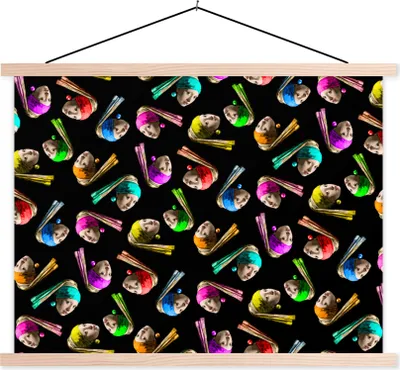 Produktbild von MuchoWow® Textilposter Muster - Regenbogen - Mädchen mit einem Perlenohrring 40x30 cm mit holzfarbenen Rahmen - Bilder