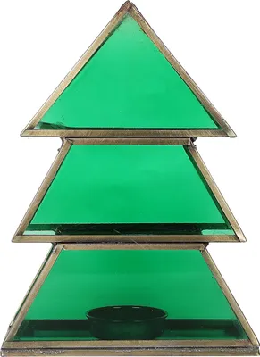 Image de Porte-bougie à chauffe-plat Arbre de Noël 17cm Vert en verre comme décoration de Noël Finse