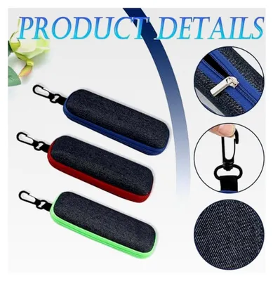 Produktbild von 3 Brillenetuis Hardcase, Tragbare Brillenetuis mit Reißverschluss und Karabinerhaken inkl. 6 Mikrofasertüchern, Brillenbox für Brillen, Schlüssel und Stifte