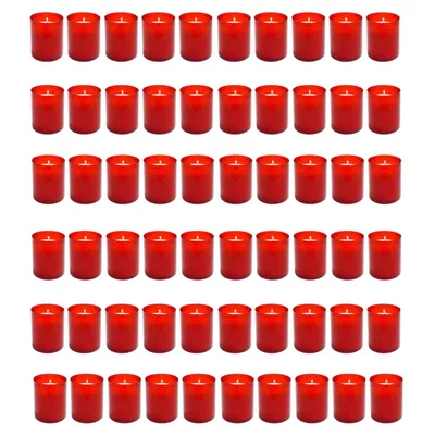 Produktbild von 60er Set Grablicht Rot Grabkerze Kleine Friedhofskerzen Grabbrenner Nr.40 Gedenkkerze Grableuchte Trauerlicht Grablichtkerze Grabdekoration