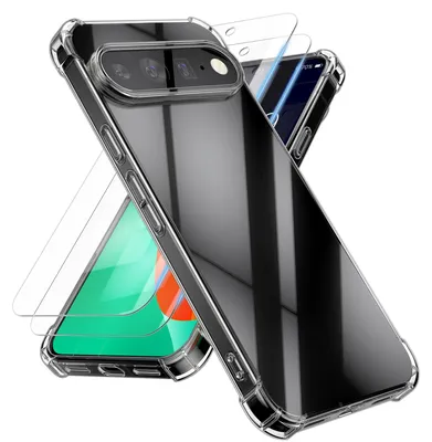 Produktbild von kwmobile Hülle kompatibel mit Google Pixel 11 Case - Handyhülle mit 2x Glas Schutz Folie - TPU Cover Handyhülle in Transparent