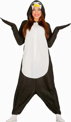Produktbild von Pinguin Onesie Jumpsuit mit Kapuze, Größe: 42 - 44 (L) Farbe: Weiß