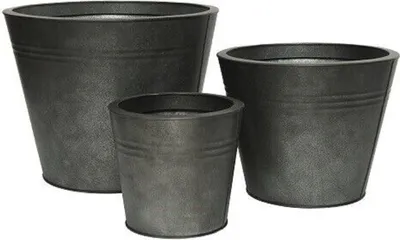 Produktbild von Topf Blumentopf Pflanztopf Übertopf Zink rund schwarz antik 3er Set