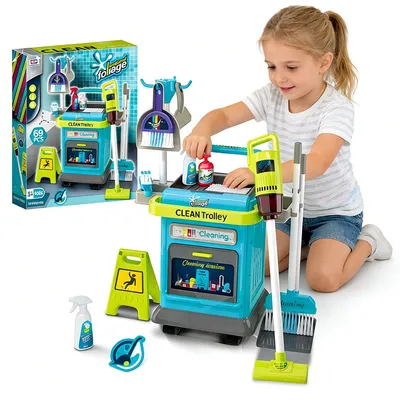 Produktbild von Kinder Reinigung Set, Kinderstaubsauger,Kehrschaufel Set Handfeger Besen und Kehrset Spielzeug,Spielzeug fuer die Hausreinigung fuer Jungen und Maedchen ab 3 Jahren (Gruen)