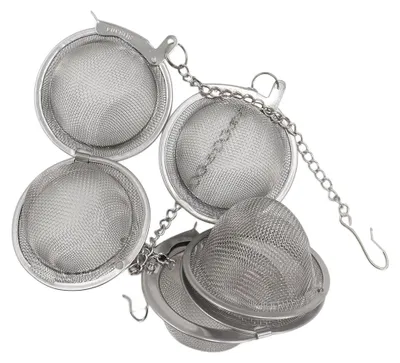 3er-Set Teesieb aus Edelstahl, Kräuterkugel mit Haken, 5 cm