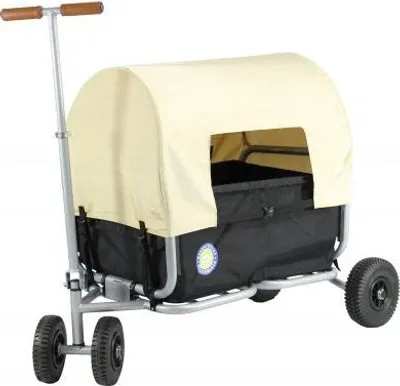 Produktbild von Beachtrekker faltbarer Bollerwagen Life mit integrierter Feststellbremse und Sonnenverdeck Schwarz und Luftreifen