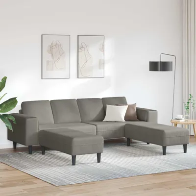 Produktbild von vidaXL Sofa Hellgrau 250 x 188 x 76 cm Cordstoff