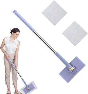 Immagine prodotto di Spazzola per pavimenti - Mocio per il bagno - Per la pulizia dei pavimenti - Panni riutilizzabili - 70 cm - Viola