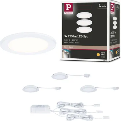 Image de Paulmann LED lampes à encastrer pour meubles, set de 3 pièces