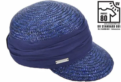 Seeberger elegante Strohborten Cap mit UV Schutz 80 in blau