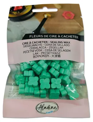 Image de Aladine - 60 perles de cire à peindre – turquoise – pour créer des cachets de cire – des fleurs en cire – pour les mariages, les naissances, les lettres, le courrier, les menus et les cadeaux