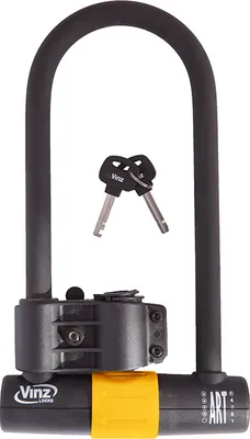 Produktbild von VINZ Ararat Bügelschloss mit Halterung | U-Lock Schloß Motorradschloss Rollerschloss Fahrradschloss (320mmx180mm)
