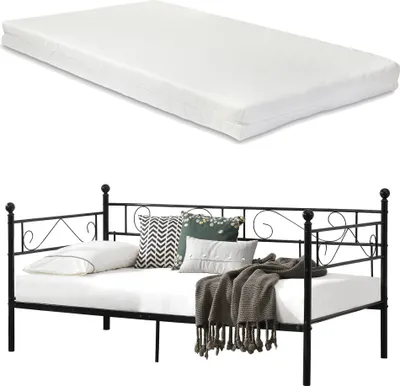 Produktbild von Metallbett 'Granada' mit Matratze Tagesbett 90 x 200 cm Stahl Schwarz