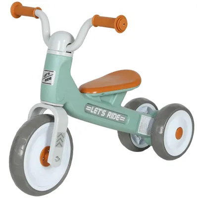 Immagine prodotto di Bicicletta senza pedali per bambini piccoli, con 3 ruote silenziose | Colore: verde e marrone | Dimensioni: 40x69x49 cm