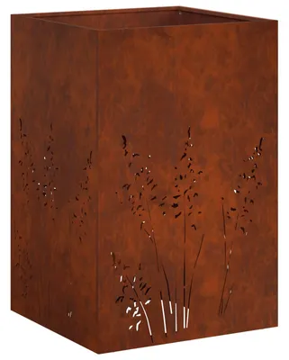 Image de vidaXL Pot de jardin d'extérieur, aspect rouille, 50 x 50 x 75 cm, acier résistant aux intempéries