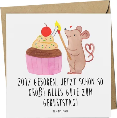 Produktbild von Mr. & Mrs. Panda Grußkarte 2017 Geburtstag - Weiß - Geschenk, Nostalgie, Alter, doppelkarte, Happy Birthday, Klappkarte, anlasskarte, Geburtstagsfeier, Spruch für Familie
