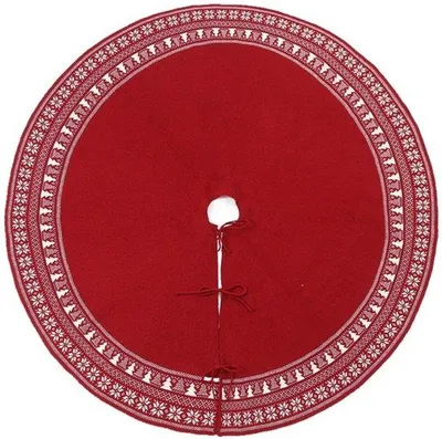 Produktbild von Geschmückter Weihnachtsbaum-Teppich, 122 cm, gebreid, rot, Weihnachtsbaum, Schneeflockenmuster.
