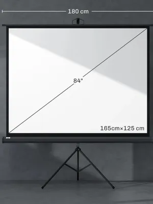 Obrázok produktu pre Projekčný plátno 183 cm, formát 4:3 – plátno so statívom – s možnosťou nastavenia výšky – prenosné – vhodné na použitie v interiéri aj exteriéri – vhodné pre rozlíšenie Full HD 4K