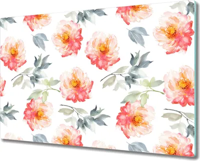Produktbild von Glas Schneidebrett Herdabdeckplatten Schneideplatten - 80x52 cm - Aquarell Blumen