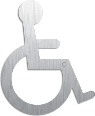 Produktbild von Toilettenpiktogramm-Rollstuhl Türschild aus Edelstahl H=120 mm selbstklebend