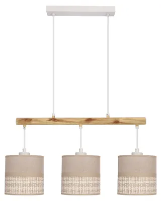 Obrázek produktu pro Závěsné svítidlo s béžovými stínidly Izotto, bílé, 3xE27x60W, látka, rozměry: 130x64x15 cm, IP20, Candellux