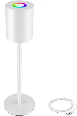 Obrázek produktu pro Moderní stolní lampa Corly, LED, 7 barev světla, stmívatelná - bílá