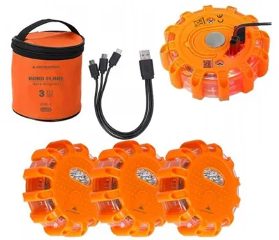 Produktbild von 48 LEDs Warnblinkleuchte, 12V-24V Amber Warnleuchte Warnblinkleuchte 16 Modi Warnlicht, Blinklicht mit 7 Super Magnetfuß + 3M