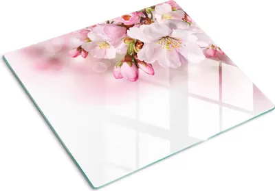 Imagen del producto de Placa de protección de vidrio – Cubierta para placa de cocina – Cubierta para placa de inducción – 60x52 cm – Limpieza fácil – Vidrio templado – Diseño de flores rosadas