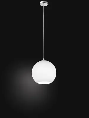 Image de Suspension En Verre Satiné Diamètre 30 Cm, Structure En Métal Blanc, Douille E27, Design Moderne Pour Éclairage D'Intérieur Par Perenz