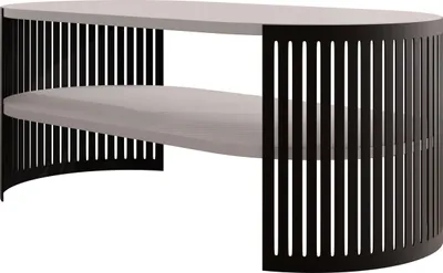 Produktbild von MIRJAN24 Couchtisch Fikoli Oval I, Wohnzimmer Kaffeetisch, Gestell aus Stahl (Farbe: Schwarz / Cashmere)