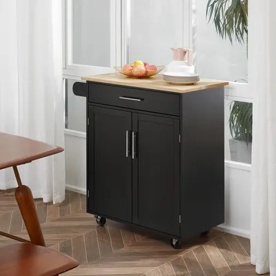 Produktbild von ZMH Mikrowellenschrank, Küchenmöbel, Sideboard mit 2 Schränken, 4 Fächern und einer Schublade, Maße: 90 B x 40 T x 120 H cm, weißes Holz