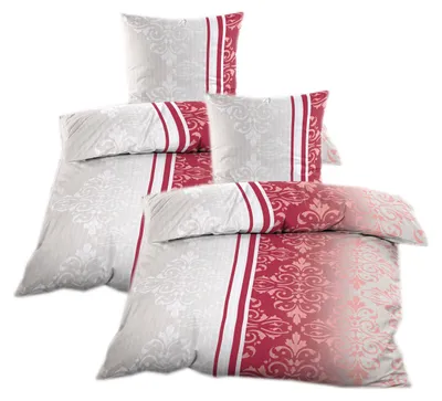 Produktbild von Seersucker Bettwäsche 135x200 mit Reißverschluss - Rot Beige mit Ornamente