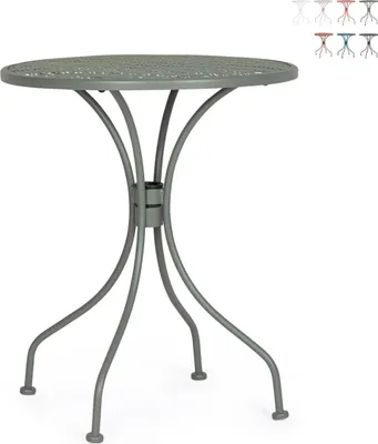 Produktbild von Runder Gartentisch 60 cm im Vintage Shabby-Chic-Stil Lizette YES - Dunkel Grün